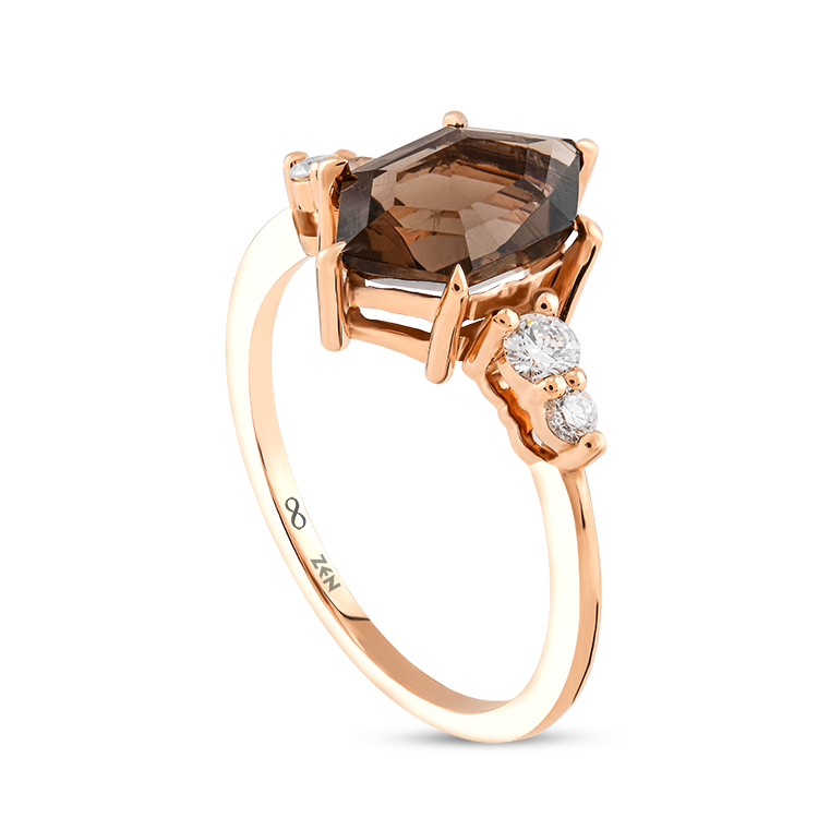 1,86 Karat Pırlanta Smoky Quartz Yüzük