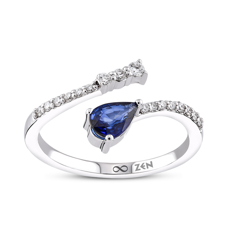 0,47 Karat Pırlanta Safir Yüzük