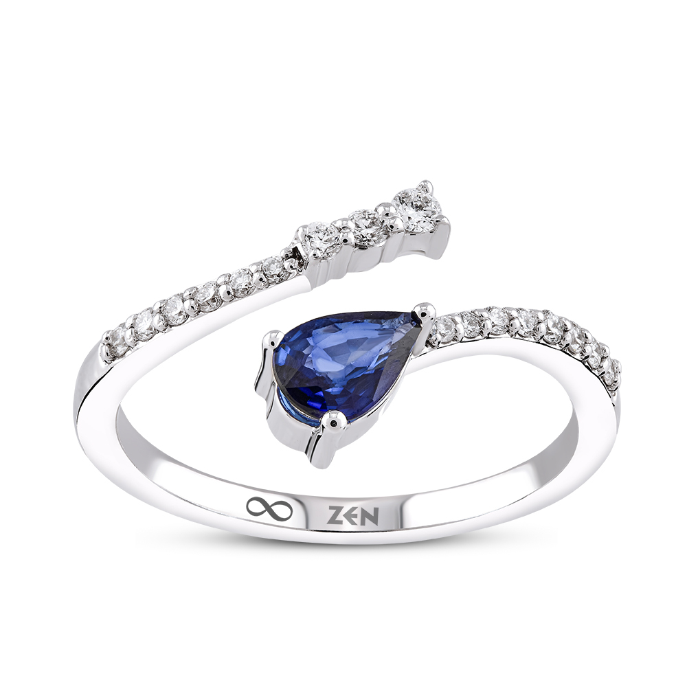 0,47 Karat Pırlanta Safir Yüzük - 3002019400 / ZEN Pırlanta
