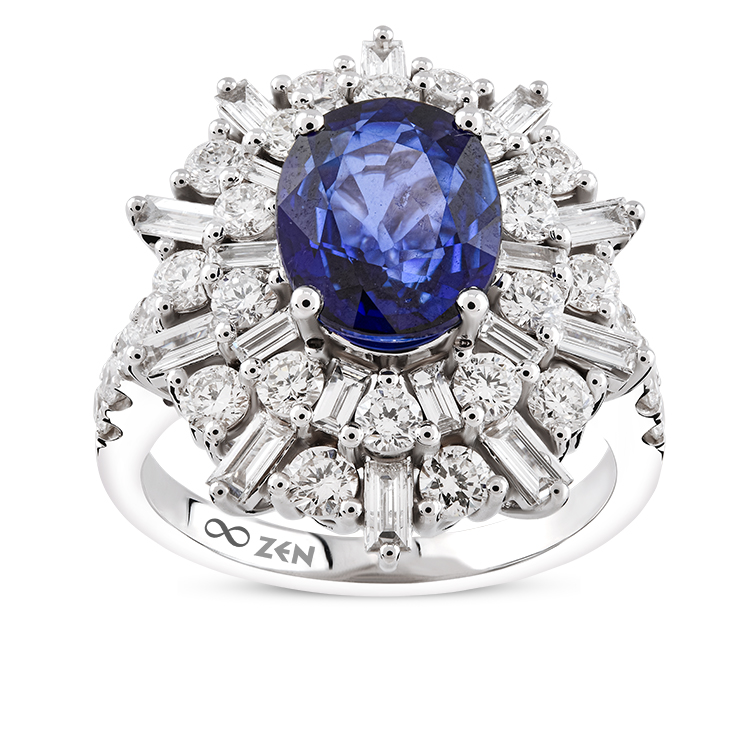 3,64 Karat Pırlanta Safir Yüzük