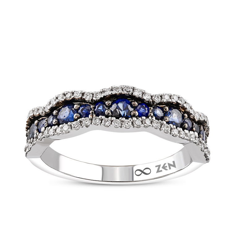 0,89 Karat Yarımtur Safir Pırlanta Yüzük