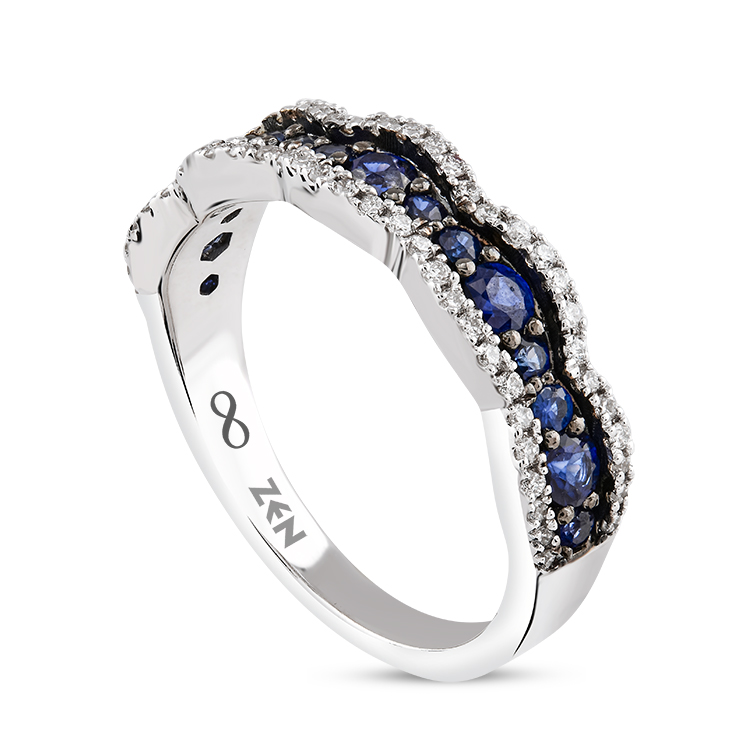 0,89 Karat Yarımtur Safir Pırlanta Yüzük