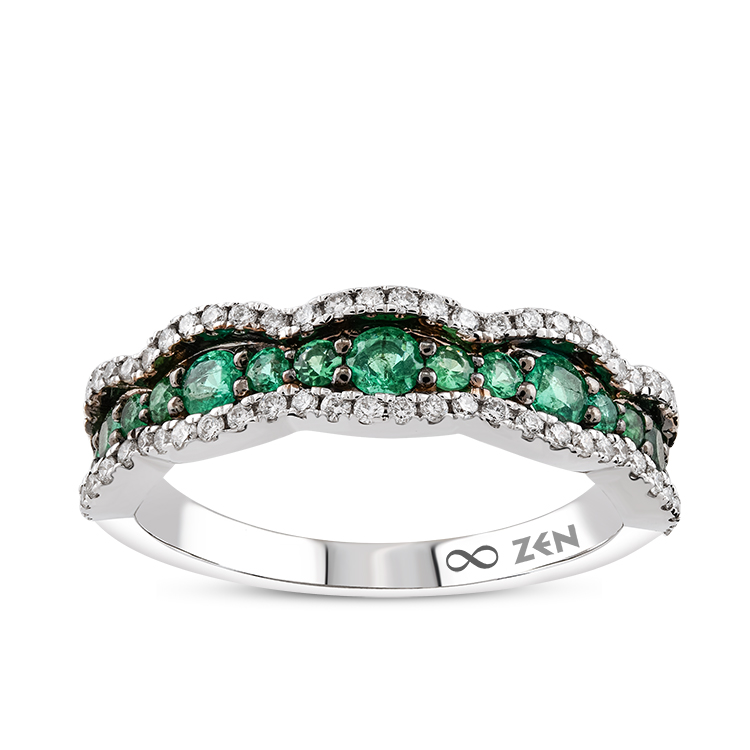 0,60 Karat Yarımtur Zümrüt Pırlanta Yüzük