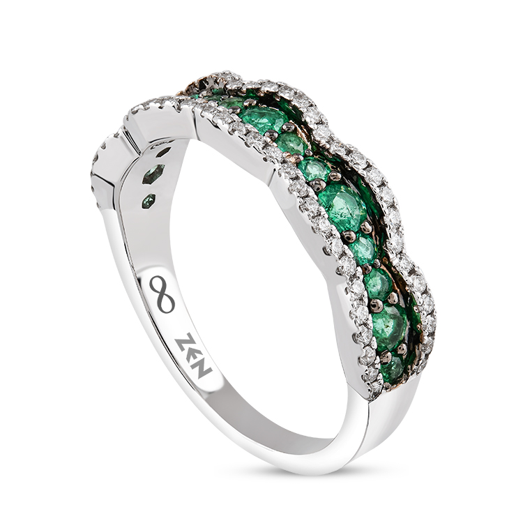 0,60 Karat Yarımtur Zümrüt Pırlanta Yüzük