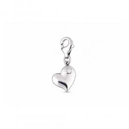 Pırlantalı Gümüş Kalp Charm