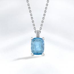 Pırlantalı Blue Topaz Kolye