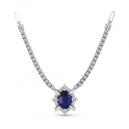 2,36 Karat Anturaj Pırlanta Safir Kolye
