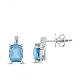 Pırlantalı Blue Topaz Küpe