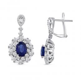 2,90 Karat Pırlanta Safir Küpe