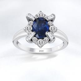 1,91 Karat Anturaj Pırlanta Safir Yüzük