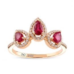 0,84 Karat Pırlanta Yakut Yüzük